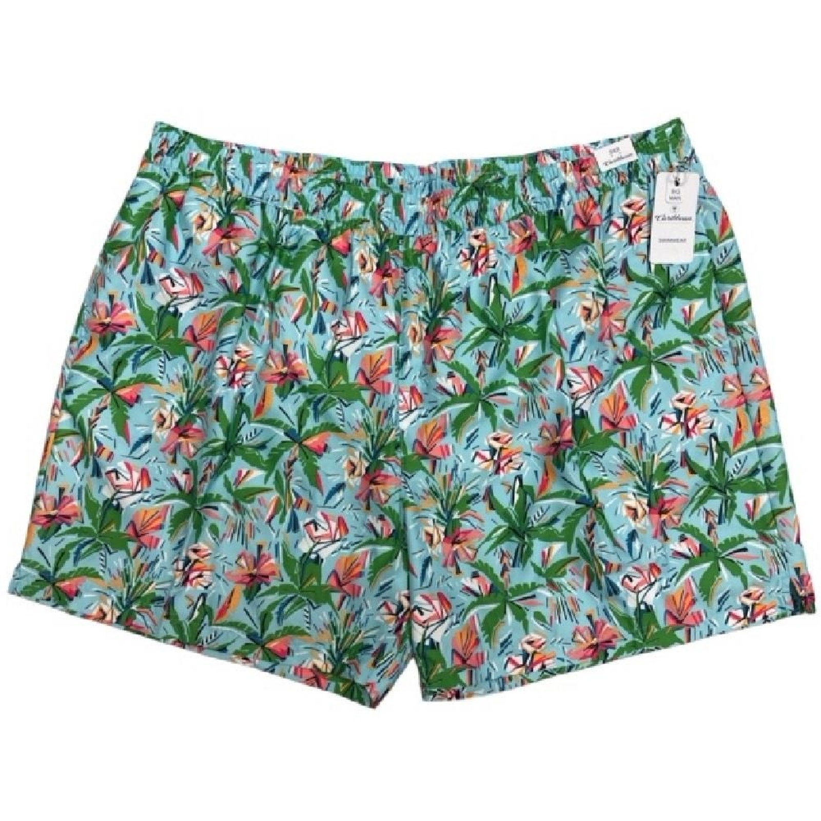Caribbean Swim Trunks Shorts 4xb Blue Floral Tropical Mesh Lining 3 Pockets Coin